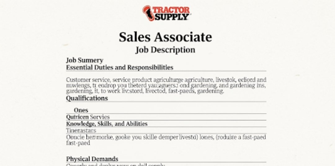 tractor supply sales associate job description
